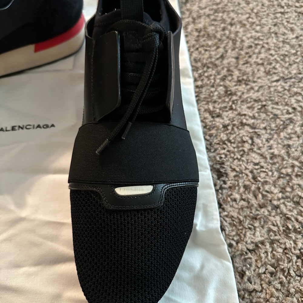 Balenciaga Men's Black and Red Sneakers